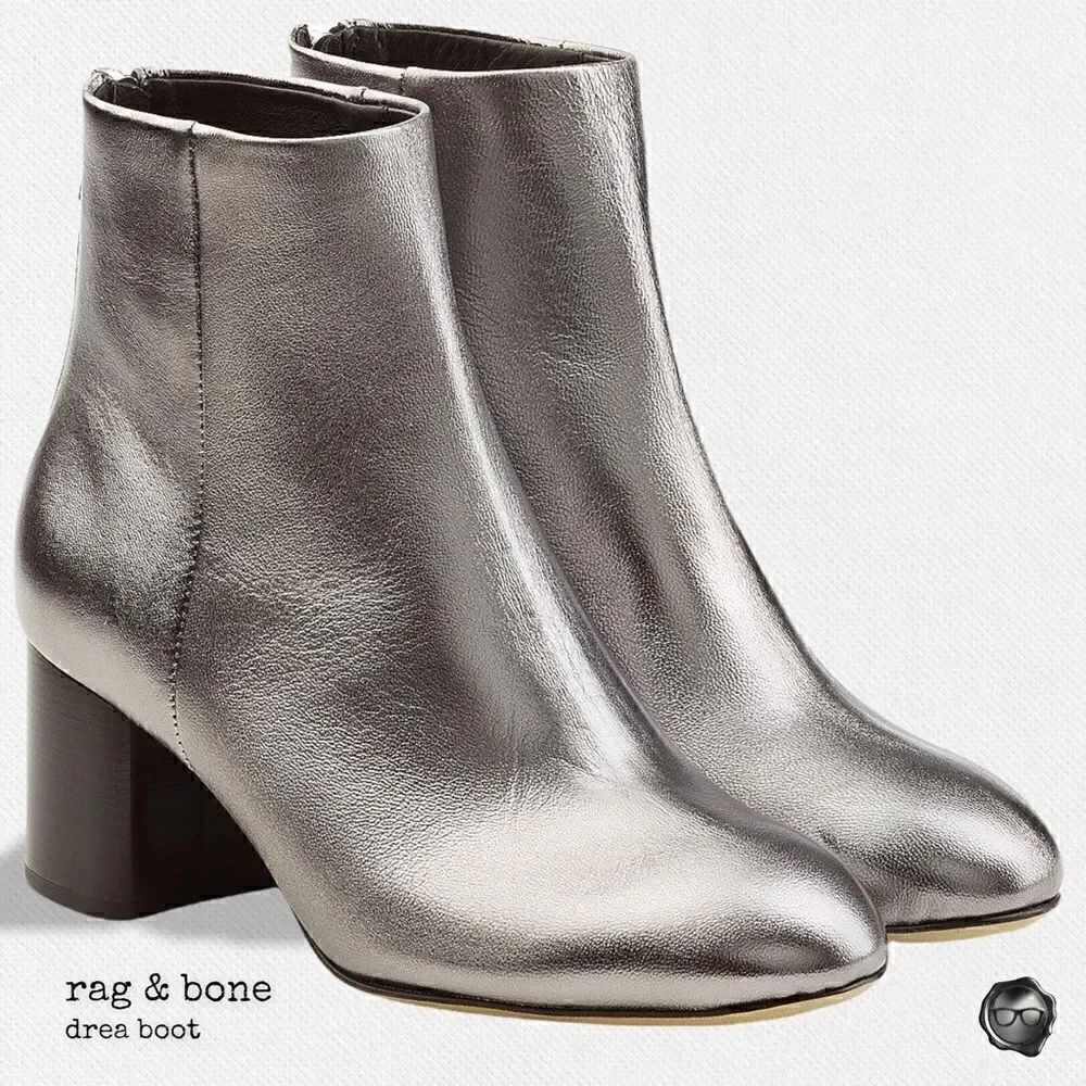 RAGā&āBONEĀ DREAāMETALLICāNAPPAāLEATHERāANKLEāBOOTāINāGUNMETALāNIB